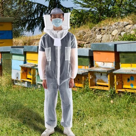 Combinaison d'apiculture transparente en nylon, une pièce, anti-piqûres d'abeilles (L) (1/5)