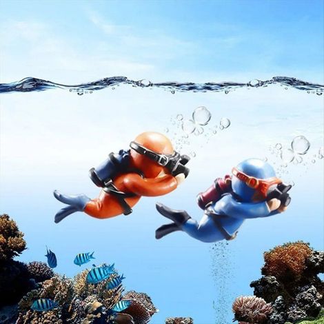 Décoration Aquarium - Plongeur Flottant + Boule Flottante - Pour Aquarium Eau Douce ou Eau Salée - 8 Pièces (1/5)