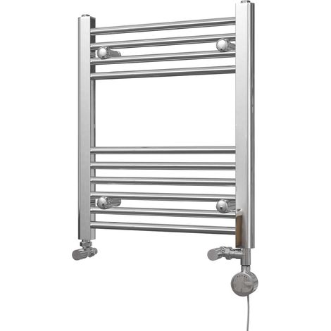 Zennor - Chrome Dual Fuel Towel Rail H600mm x W500mm Thermostatic - Straight (1/3)