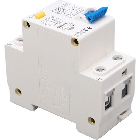 Disjoncteur 1P+N avec protection contre les fuites de courant, 10 A, 230 V CA, montage sur rail DIN, pour usage domestique (1/5)