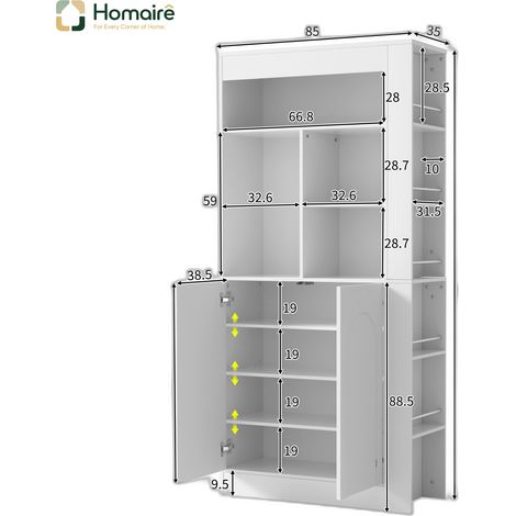Flur- Garderobenschrank weiß aus Polyester 85 x 35 x 180 cm HOMAIRE (1/5)