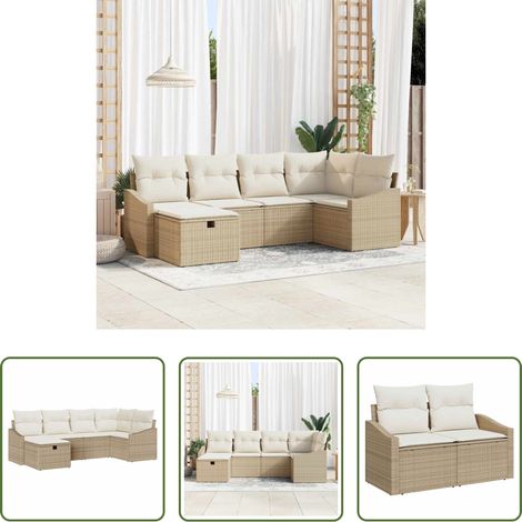 vidaXL Poly-Rattan -  Sofa Set mit Kissen mit Speicher Beige und Creme Poly-Rattan (1/5)