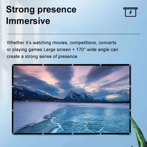 Écran de projecteur de 150 pouces 16:9 HD 4K, rideau de film de projection double face portable pliable avec crochets pour salle de cinéma maison intérieure et extérieure, réunion de bureau (1/5)