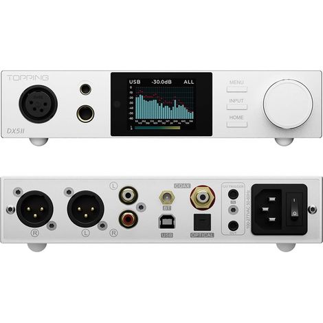 Amplificateur de casque DAC entièrement symétrique Combo - Dual ES9039Q2M 10 bandes PEQ DSD512 natif PCM768kHz 6,35 mm SE 4,4 mm symétrique 4 broches XLR sortie symétrique (argent) (1/5)