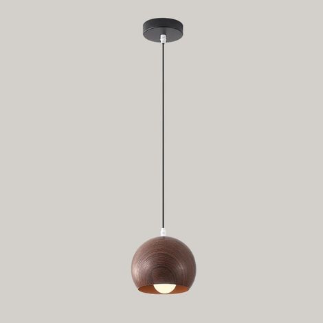 Suspension en Grain de Bois de Noyer, Lampe Suspendue sphérique en métal, Lampes de Suspension de Chevet, luminaire E27, plafonniers Mini Globe, Lustre décoratif Minimaliste (1/5)