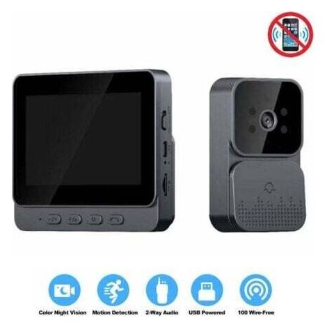 QORVA-Sonnette vidéo visiophone 4.3 pouces – Écran IPS – Interphone vidéo sans WiFi – Vision nocturne infrarouge – Autonomie jusqu'à 3 mois