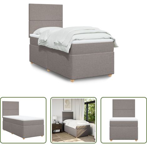 vidaXL Matelas à ressorts ensachés - Sommier à lattes de lit avec matelas Taupe 100x200 cm Tissu (1/5)