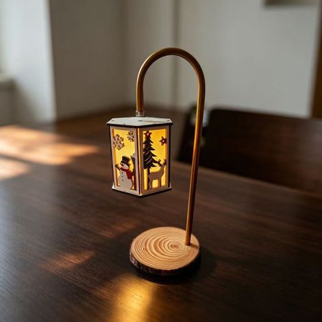 Magnetic rotating lantern, tulip night light, ghost light, Christmas lantern, high-end table lamp, Lantern for Lantern Festival, gift - Christmas snowman lantern -