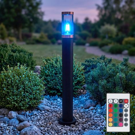 Lampadaire Jardin Extérieur Lampe d'extérieur Lampadaire Lampadaire en inox Extérieur, télécommande dimmable Mémoire, accentuation cuivre noir fumé, 1x RGB LED 8,5W 806Lm blanc chaud, DxH 7,6x80 cm (1/5)