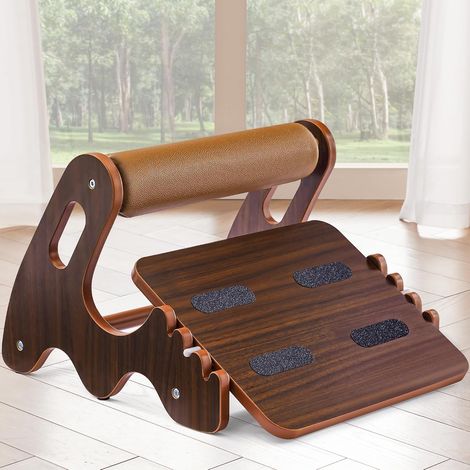 Repose-pieds pour le travail sous le bureau - Repose-pieds réglable en 3 hauteurs et barre transversale flexible - Repose-pieds ergonomique en bois avec surface antidérapante (1/5)