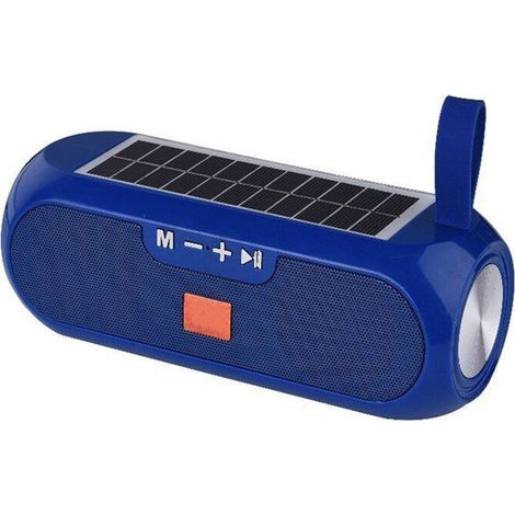 Kabelloses Bluetooth-Radio (Version 4.2) mit Solarbetrieb für den Außenbereich, inklusive FM-Radio und MP3-Player, Lautsprecher, Subwoofer, AUX-Eingang, Stereo-Sound und HiFi-Klang, Blau