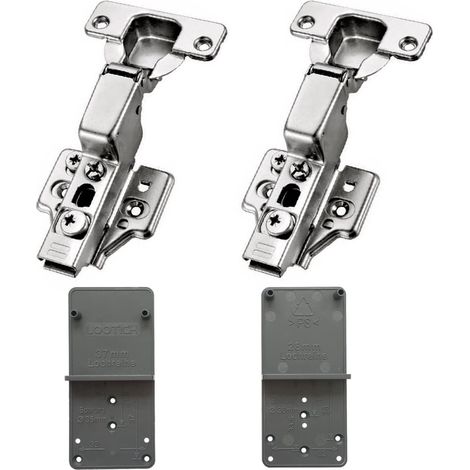 95 Degré Clip-on 3-Way Rentrant 35mm Soft Close Charnieres avec Amortisseur Hydraulique Fermeture Automatique Charnière à Amorti pour Armoires de Porte Cuisine Lot de 2