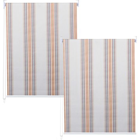 [NUNCA USADO] Lote de 2 estores enrollables HHG-474, estor enrollable de ventana de tracción lateral, 120x230cm protección solar opaca, gris/marrón/naranja
