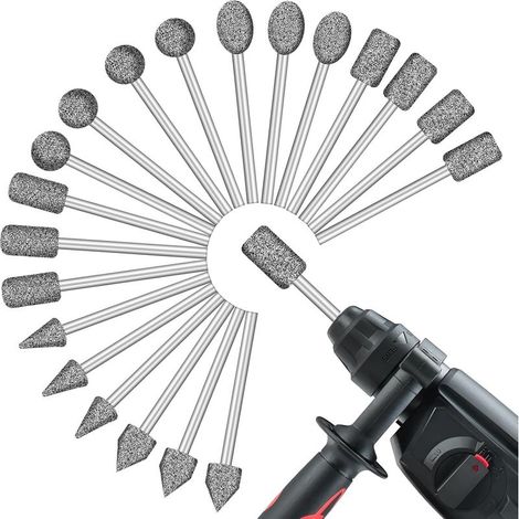 20 Pièces Ensemble de Fraises Diamantées pour Sculpture pour Dremel, Fraise Diamant, Tige 1/8' Pouce Pour Gravure, Ponçage, Verre, Céramique, Travail de Pierre (1/5)
