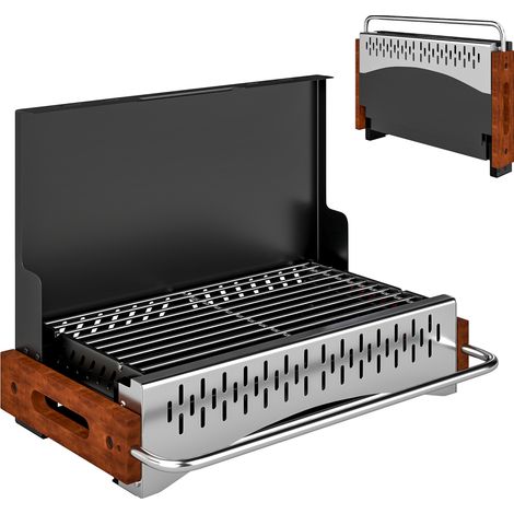 Barbecue Portatile a Carbone con Vaschetta Rimovibile, in Acciaio Inox e Metallo, 50.5x34x33 cm, Nero (1/5)