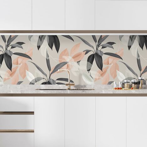 Crédence adhésive cuisine - Fleurs tropicales - 60x108 cm - Adhésif + Protection BRILLANTE (1/5)