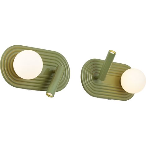 QAZQA Juego de 2 apliques de pared verdes con LED regulable en 3 (1/5)