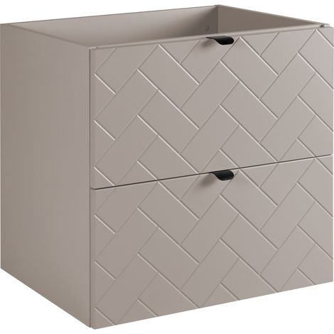 Furnidea - Meuble sous vasque MADIS CACHEMIRE 60 cm B - 2 tiroirs, façades motif chevron, design moderne (1/5)