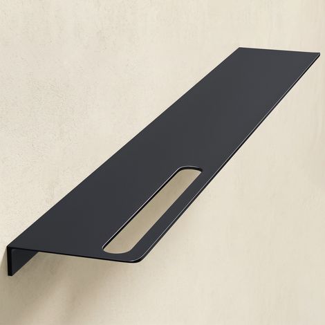 Mai & Mai Duschablage zum Bohren oder Kleben Duschregal Badablage aus Aluminium 80cm Badezimmerablage zur Wandmontage Badezimmer Organizer Matt schwarz Reglo-06