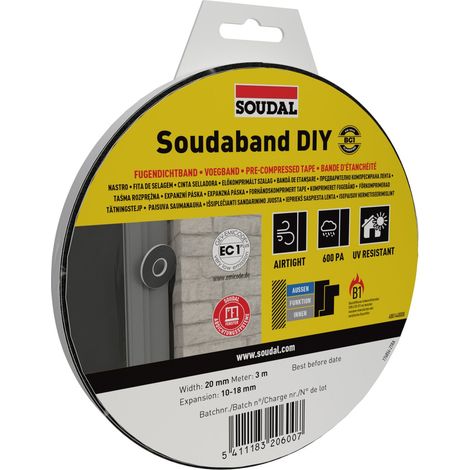 Soudal Fugendichtband Soudaband DIY BG1 20/10-18 3 m x 2 cm grau selbstklebend Dichtmaterialien