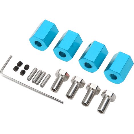 Jeu de 4 moyeux hexagonaux 12mm hauteur 16mm en aluminium avec goupilles universels pour véhicule radiocommandé 1/10 1/12 bleu (1/5)