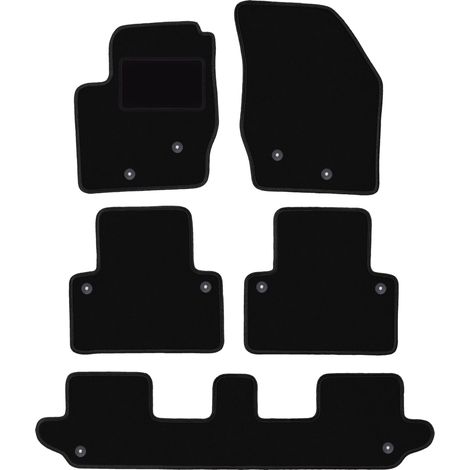 Alfombrillas de terciopelo negro para Volvo XC90 I SUV de 7 plazas (2002-2014).