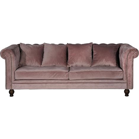 Velvet canapé 3 places en velours rose. (1/2)