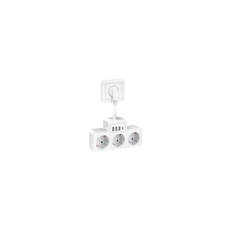 7 en 1 Multiprise Electrique 3 Prises, Multiprise Murale avec 3 Prises AC et 4 Ports USB, Prise USB Secteur Multiple avec Cordons Court (1/5)