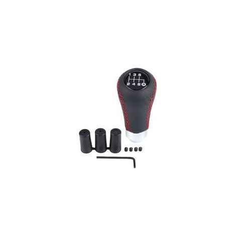 Pomo de palanca de cambios universal para coche, 6 velocidades, de poliuretano, con 3 fundas, rojo. (1/5)