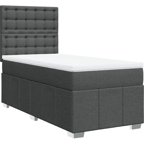 Maison Exclusive - Cama box spring con colchón tela gris oscuro 8 (1/5)