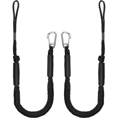 2 x Corde d'Amarrage Bateau 10 cm avec Crochet Sécurité, Noir (1/5)