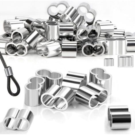 50 manchons, aluminium, double embouts, 8mm-9mm, câble acier, sandow, bâche (1/5)