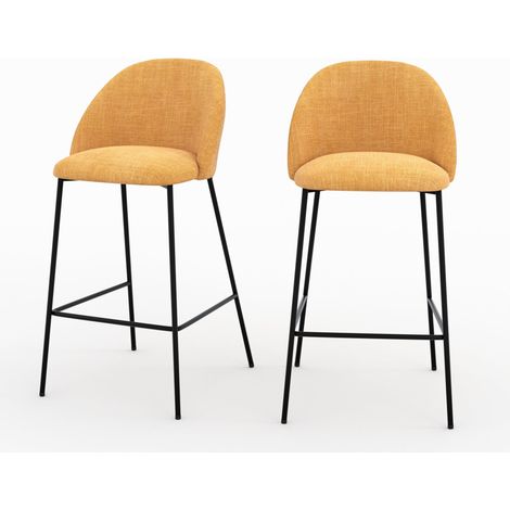 Lot de 2 chaises pour ilot central 66,5 cm en tissu jaune moutarde - Karl