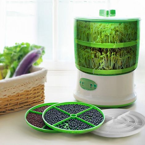 Germinador automático de hortalizas de 3 etapas con placa de presión, kit de germinación para la cocina doméstica con control de temperatura/humedad, modelo PP 220V UE. (1/5)