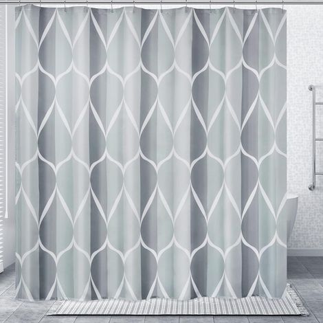 Rideau de douche en tissu gris, motif géométrique, imperméable, polyester, séchage rapide, ourlet lesté, rideau de douche de grande taille pour salle de bain 78 x 72 cm, durable et lavable (1/5)