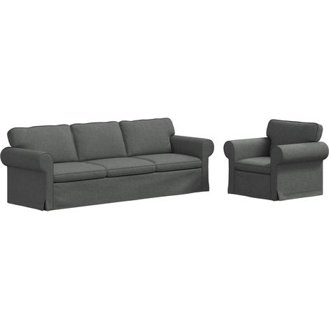 Ensemble de Canapés 2 pcs  Salon de jardin Gris foncé 245 x 82 x 80 cm tissu