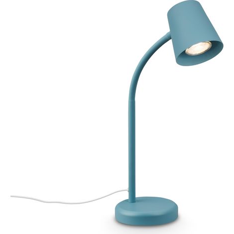 Lampe de chevet, lampe de bureau orientable, lampe de table GU10 pour bureau à domicile avec interrupteur à câble, lampe de lecture, bleu pigeon (1/5)