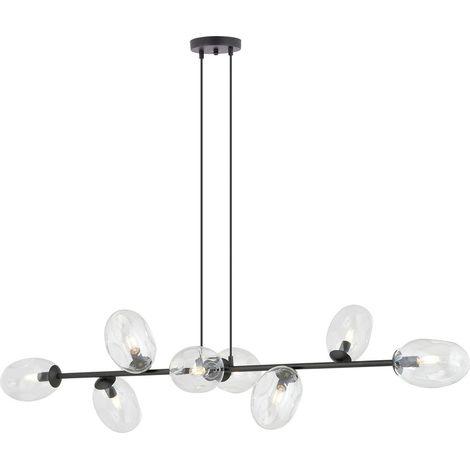Lampada a Sospensione Pandora, Acciaio verniciato a polvere, Vetro, Nero, 140x100x40 cm