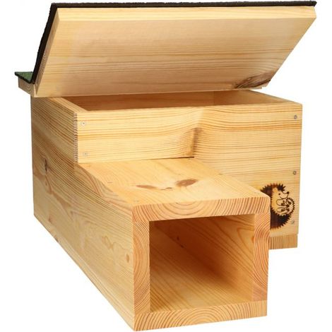 Abri à hérissons en bois de pin – Dimensions 24x38x58 cm – Ouverture par le toit pour nettoyage facile – Foyer résistant – MKW (1/5)