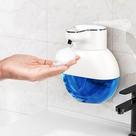 Dispensador de jabón sin contacto (blanco), dispensador de jabón líquido para manos de 400 ml, di (1/5)