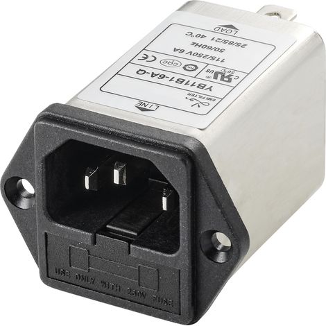 TRU COMPONENTS TC-10101432 Netzfilter mit Kaltgerätebuchse 250 V/AC 6 A 0.8 mH (L x B x H) 54.3 x 4 (1/3)