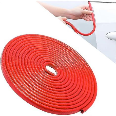 Protección para puertas de coche (rojo/5 m), junta de goma protectora para automóviles, protectores de borde de aluminio para puertas de coche, accesorios exteriores universales para vehículos. (1/5)