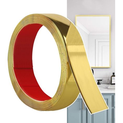 Moulure Décorative Autoadhésive Doré Mat (6M x 3cm) Peler et Coller, Bandes Murales en PVC Flexibles, idéales pour Mur, Miroir, Plafond, Sol, Armoire, Carrelage, Bords, Moulures DIY (1/5)