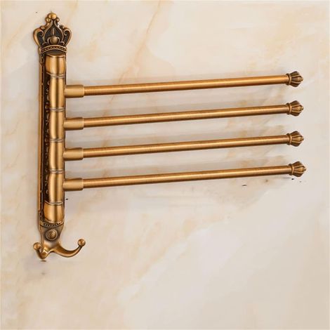 Swivel Towel Bar with Hooks Wall Mounted Antique Aluminum