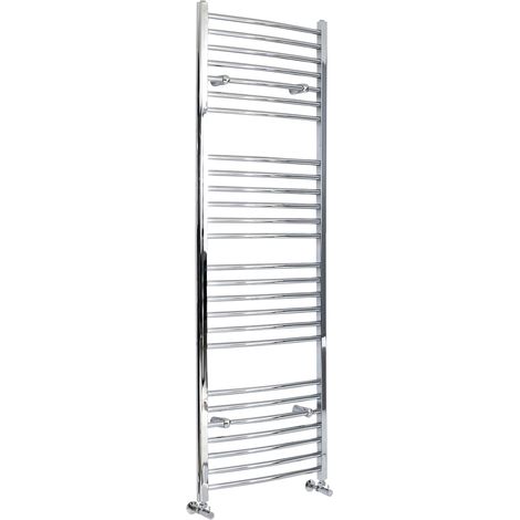 Milano Kent Chrome Curved Bar Heated Towel Rail Radiator - 1800mm x 600mm