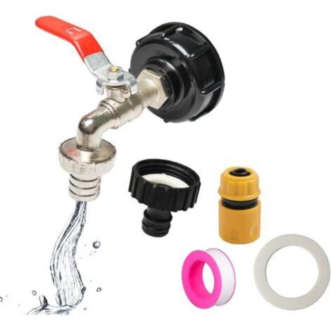 IBC Drain Tap Kit, S60 x 6 Tank Adapter, with 3/4" Tap, Standard Connection and Quick Connect for 1000L IBC Container (1/5)
