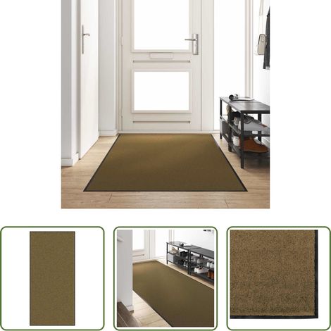 Tapis de porte - Tapis d'entrée Marron et Noir 120 x 250 cm Polyamide et PVC (1/5)