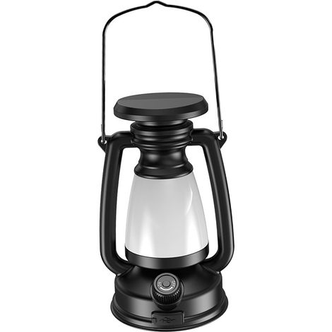 Lanterne de camping LED rechargeable USB, style vintage, multifonctionnelle et portable, idéale pour les tentes et les activités de plein air. (1/5)