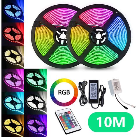 Wolketon 10M LED Streifen set . RGB LED Stripe 5050 SMD. LED Strip 30 LEDs. LED Band Nicht wasserdicht(IP20). mit 24 Tasten Fernbedienung