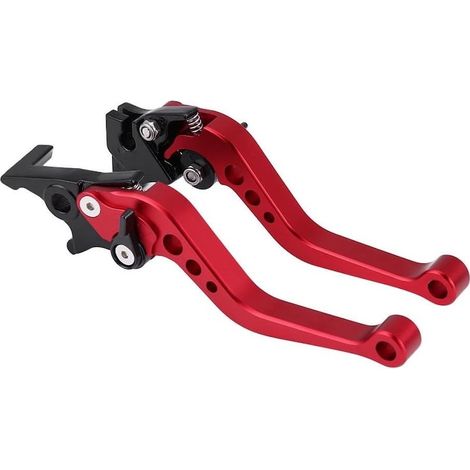 Paire de leviers d'embrayage et de frein moto en aluminium, rouge et noir, leviers de commande réglables pour guidon (1/4)